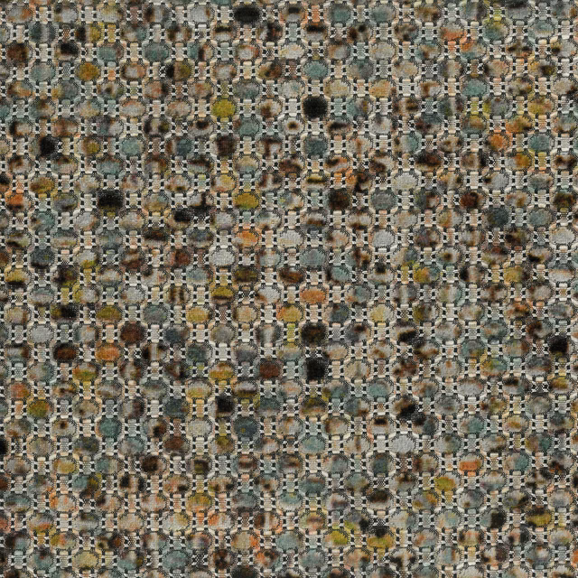 Small geometric woven fabric in muted sage, rust and stone tones