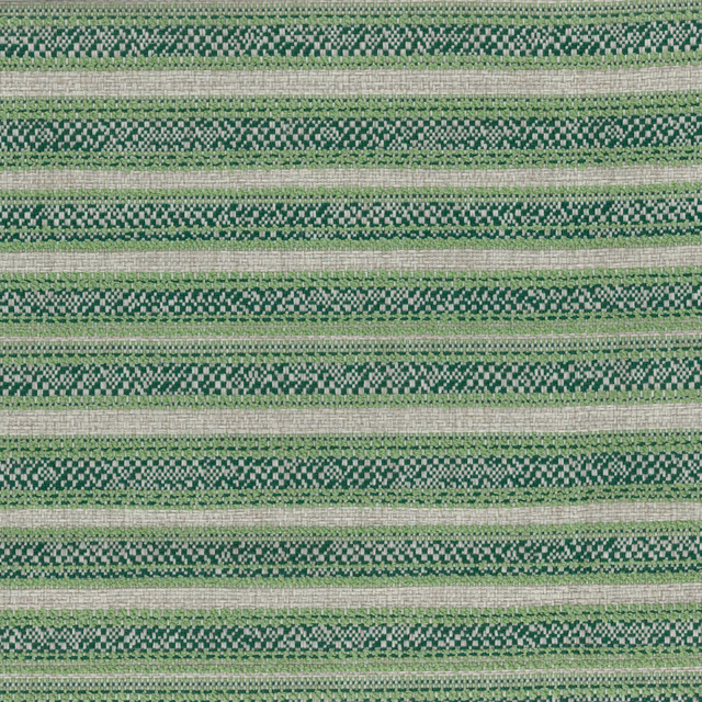 Green and pale neutral striped woven fabric with a textured surface