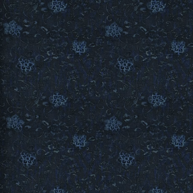 Arista Floral Overdyed Indigo Fabric fabric