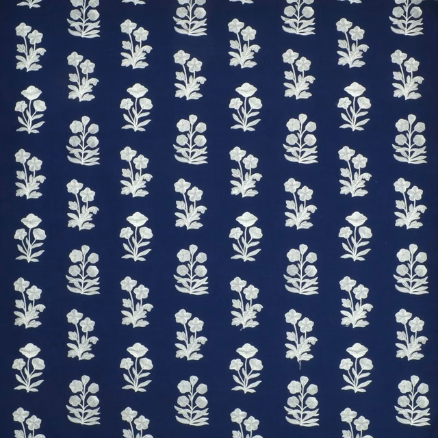 Blue Grotto Embroidery Blue Fabric fabric