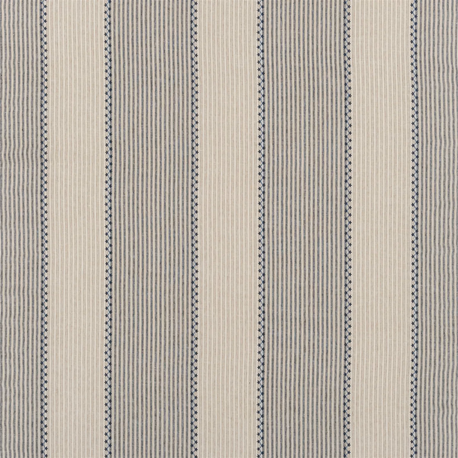 Carleigh Embroidered Ticking Denim fabric