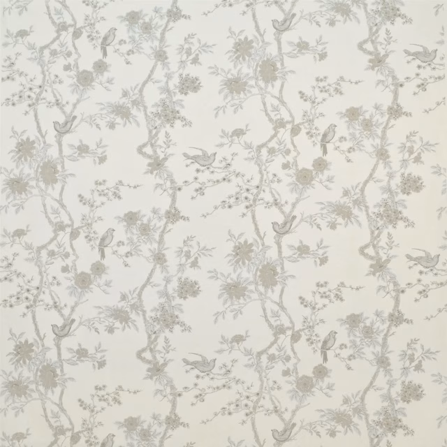 Marlowe Floral Silk Silver fabric