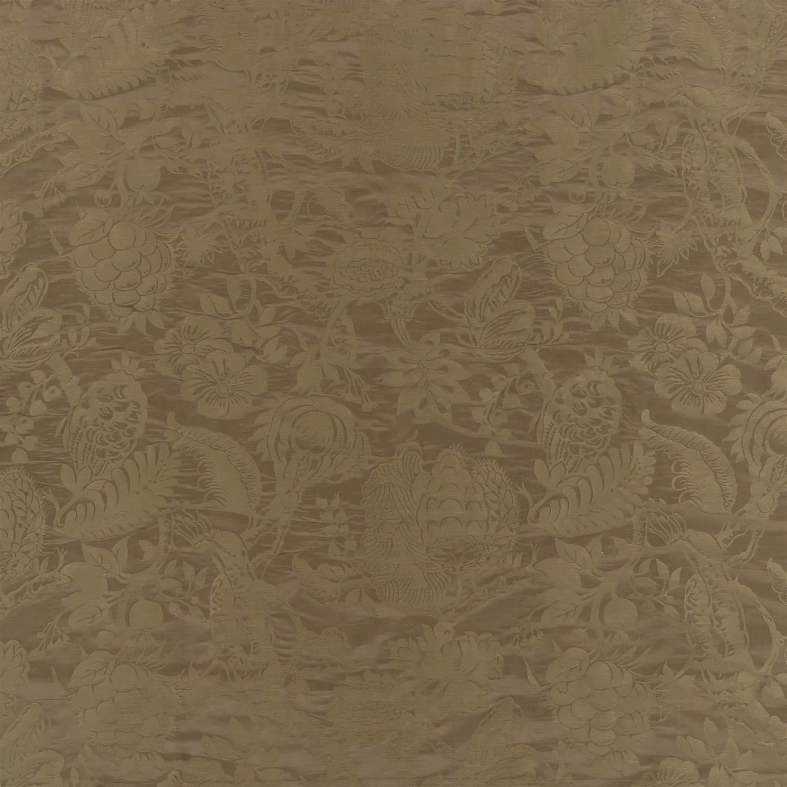 Aracari Damask Tarnished Gold Fabric fabric