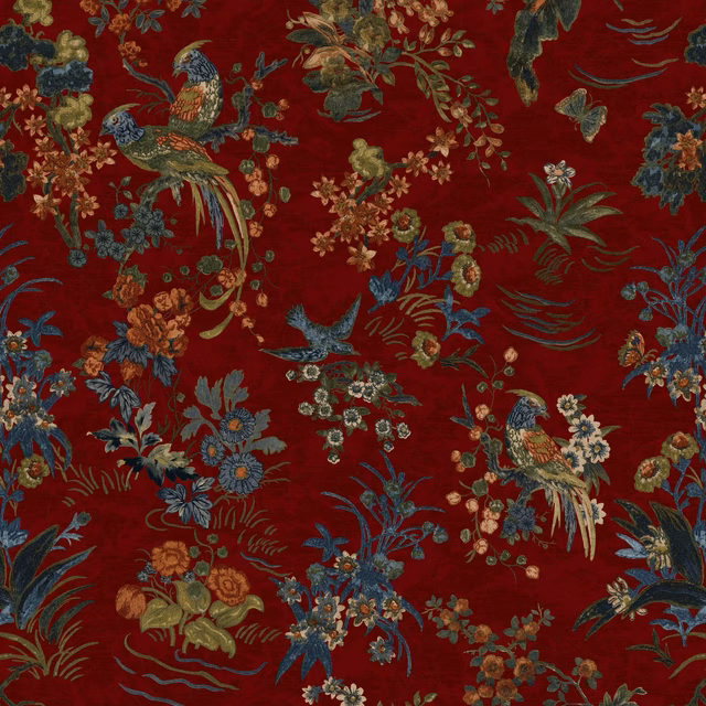 Campbell Floral Lacquer Red fabric