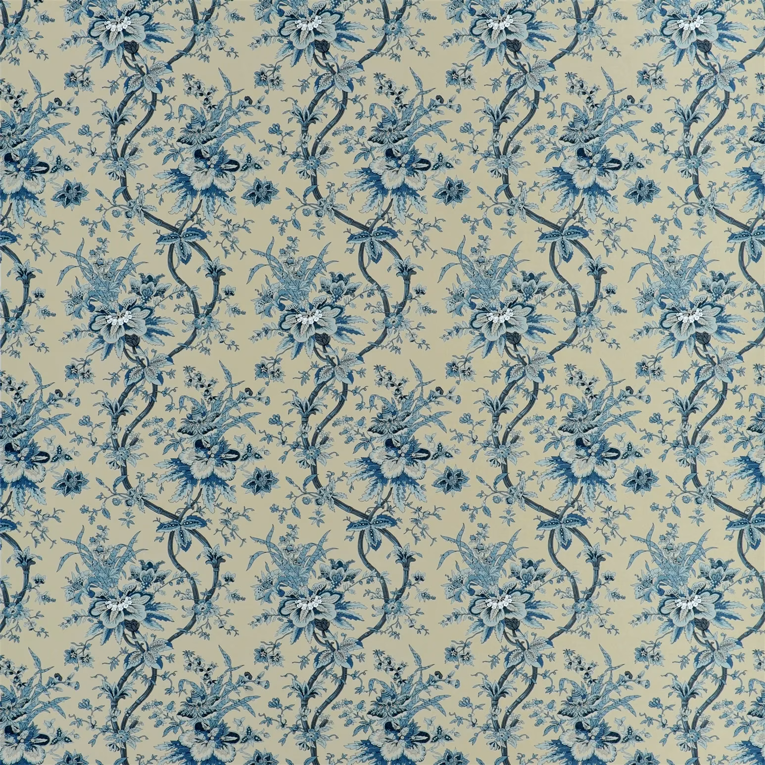 Yarmouth Floral Slate Blue fabric