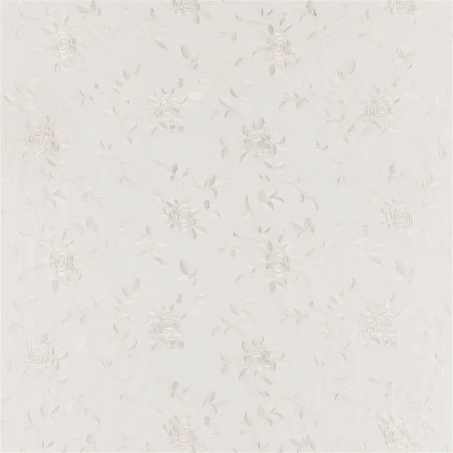 Camilla Embroidery White Pearl fabric