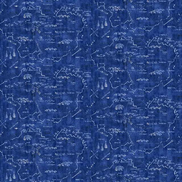 Silverton Map Denim fabric