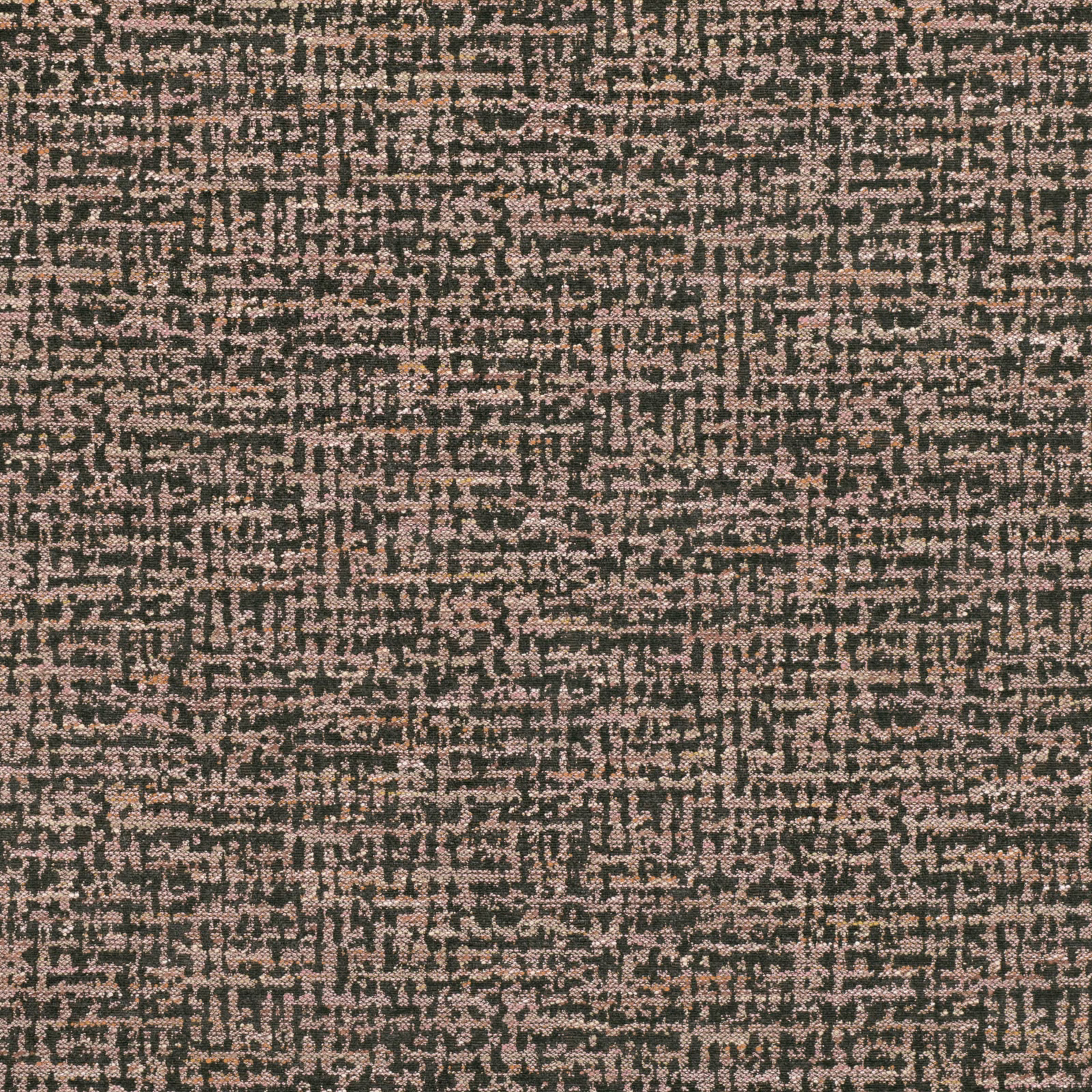 Dark taupe woven fabric with dense blush flecks and irregular textured marks