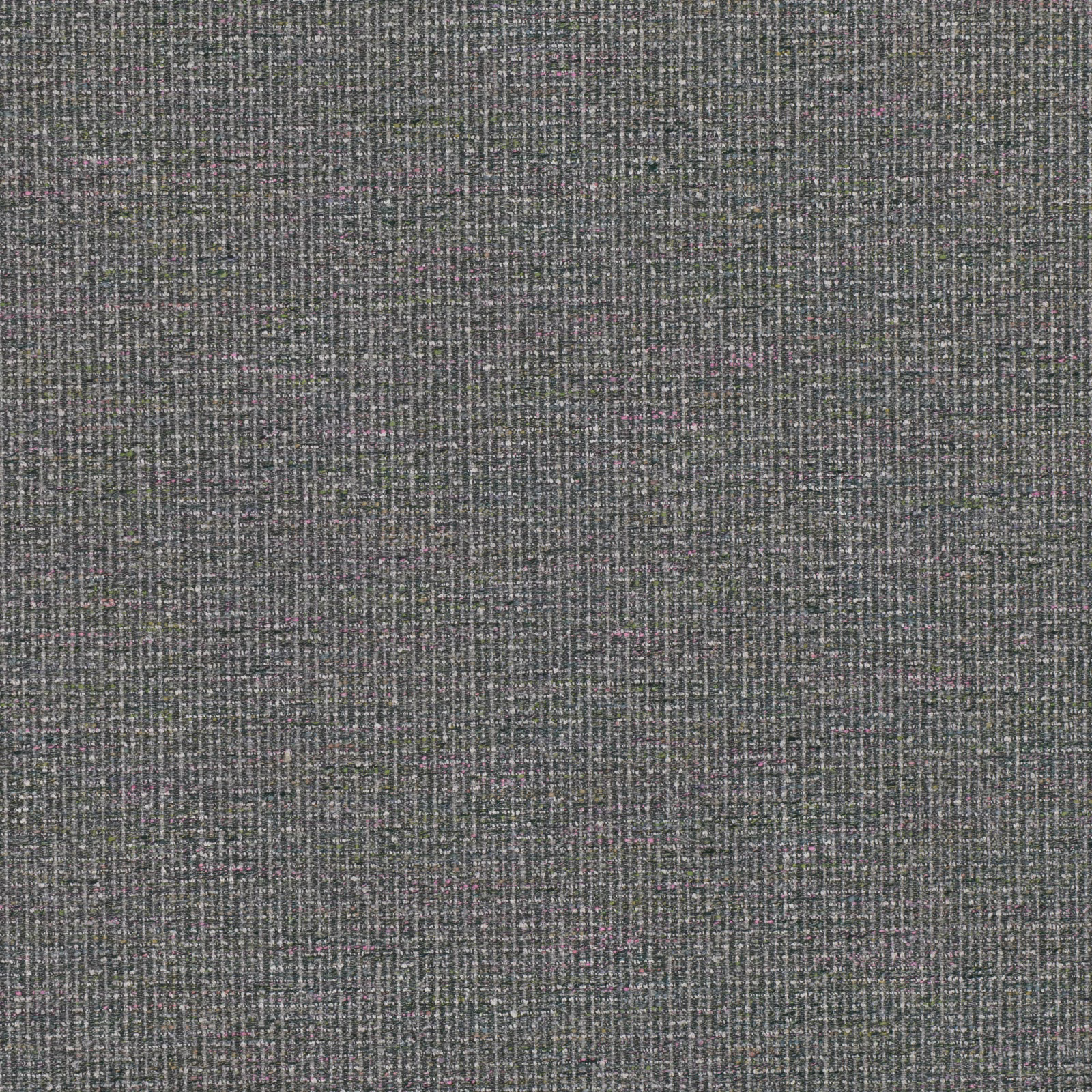 Close-up of charcoal-grey woven fabric with fine heathered yarn texture