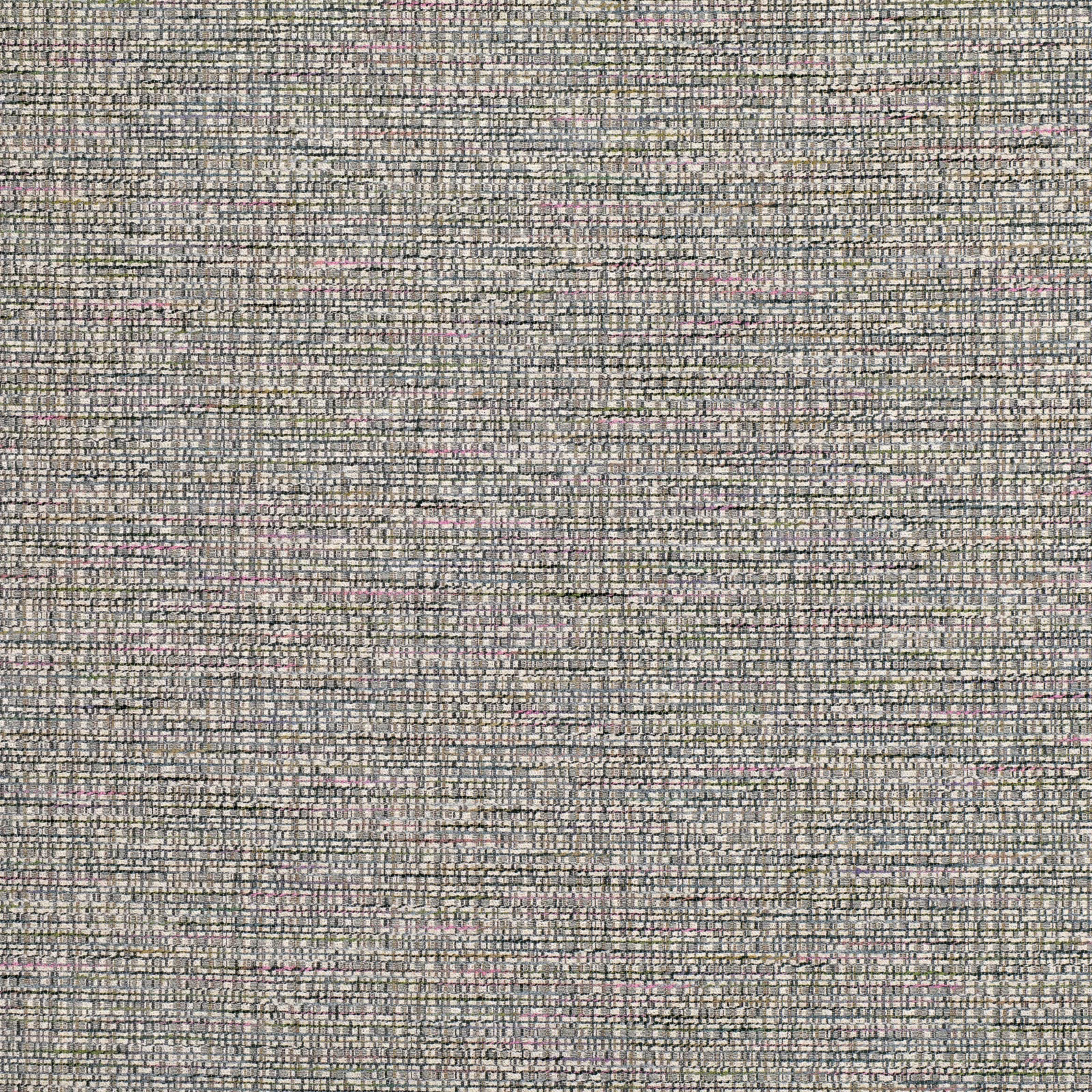 Taupe-grey micro-check weave with charcoal lines and muted blush flecks
