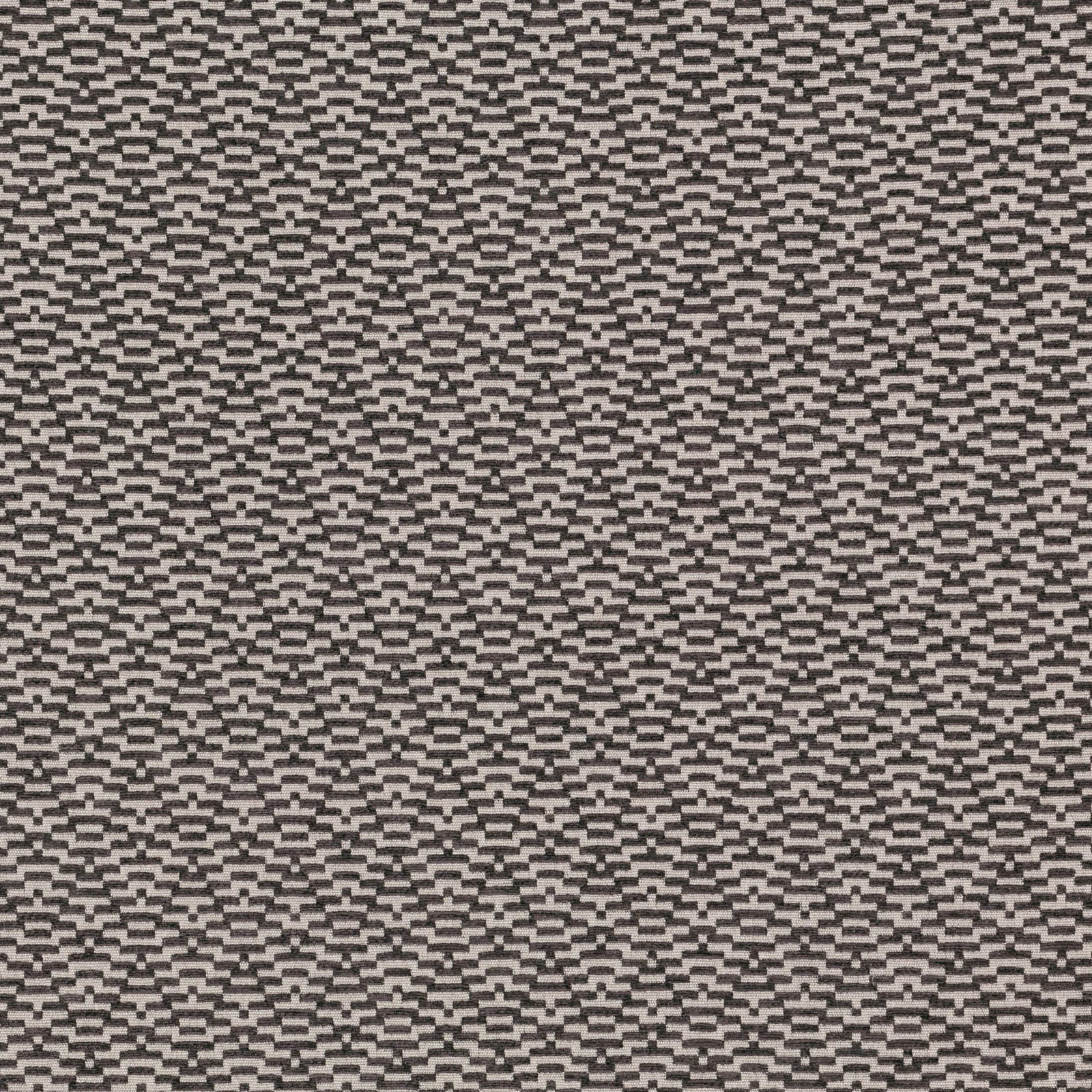 Close-up of charcoal and pale grey small-scale geometric woven textile