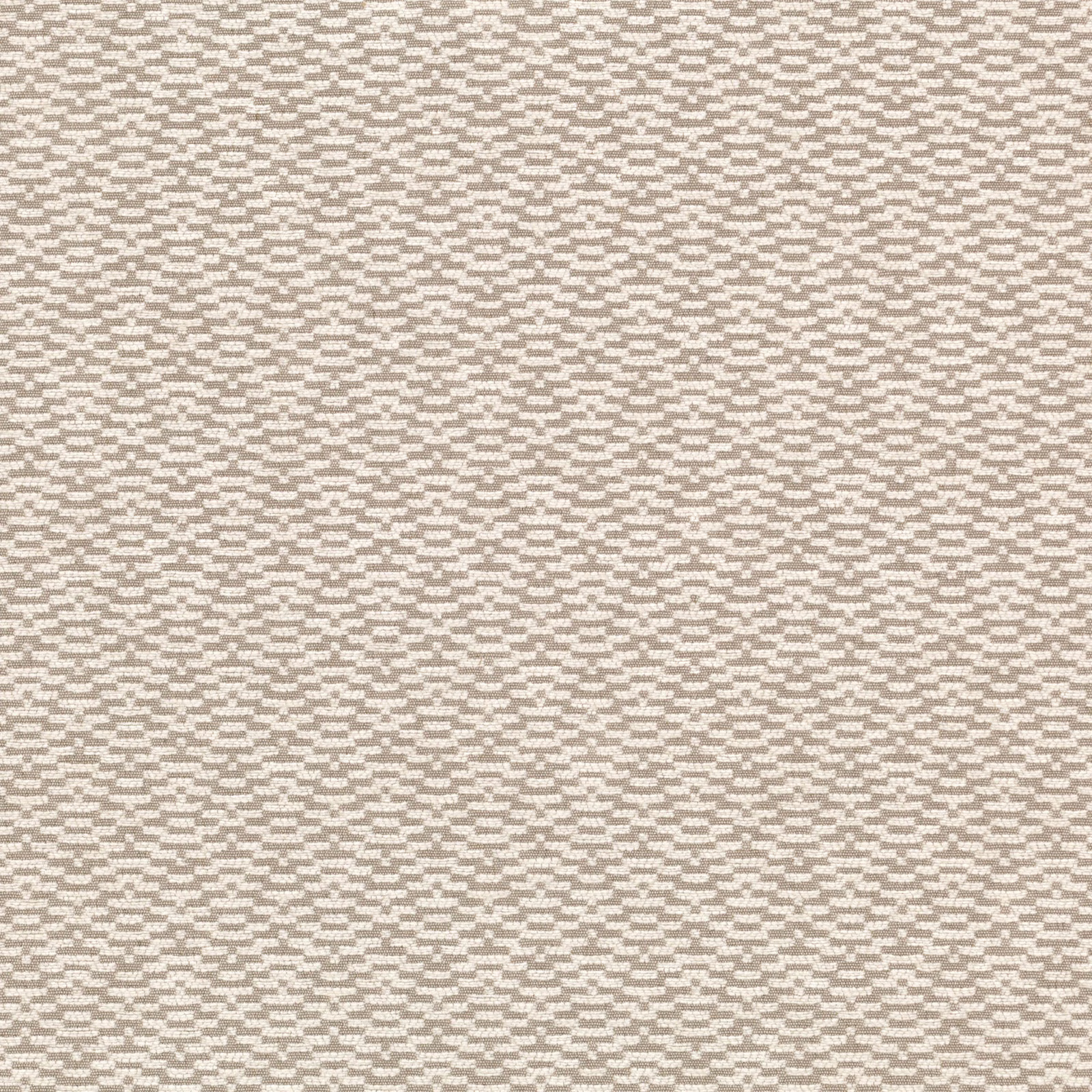 Warm ivory-beige fabric with tiny stepped geometric motifs and a softly textured weave