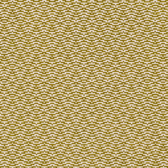 Muted olive and cream woven fabric with a small stepped geometric pattern