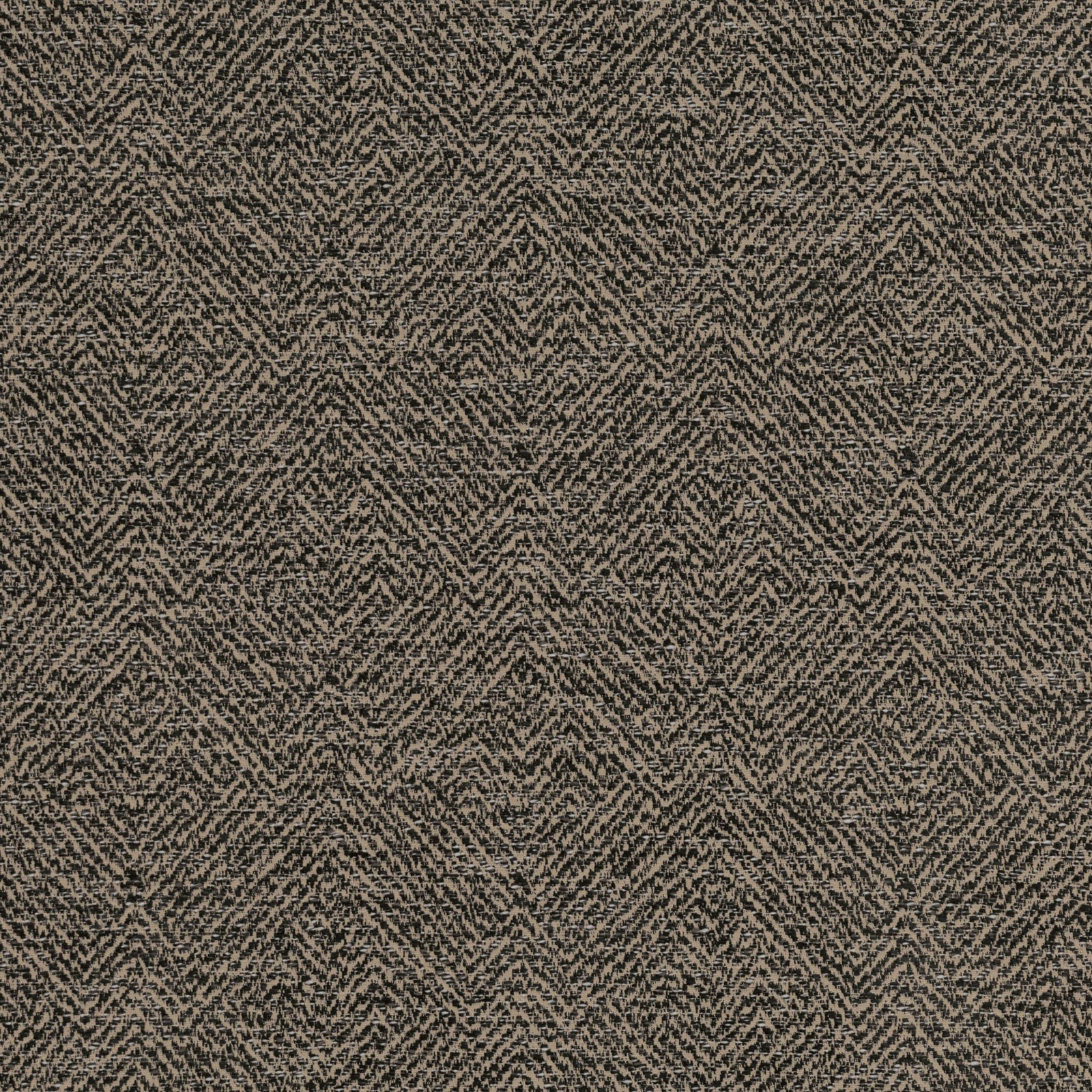Charcoal and taupe woven fabric with a fine repeating chevron texture
