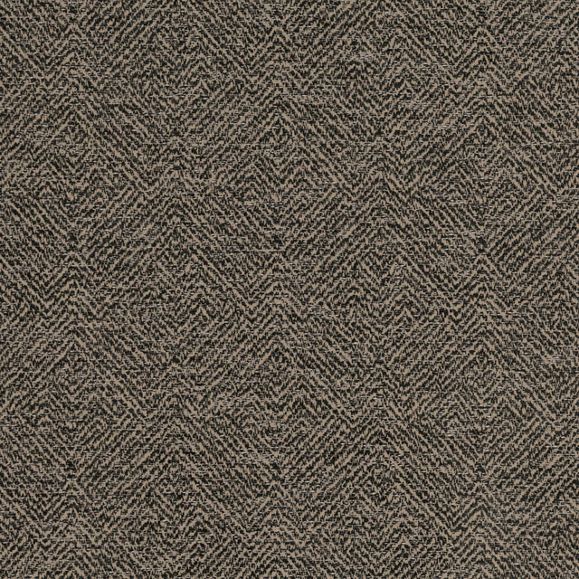 Charcoal and taupe woven fabric with a fine repeating chevron texture