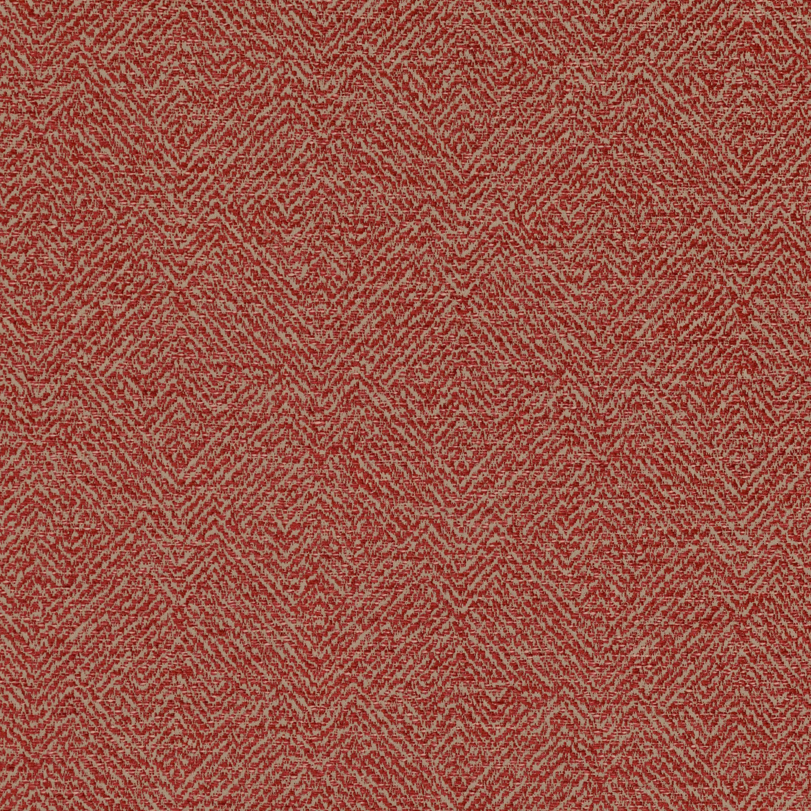 Warm postbox-red upholstery fabric with pale flecked herringbone weave