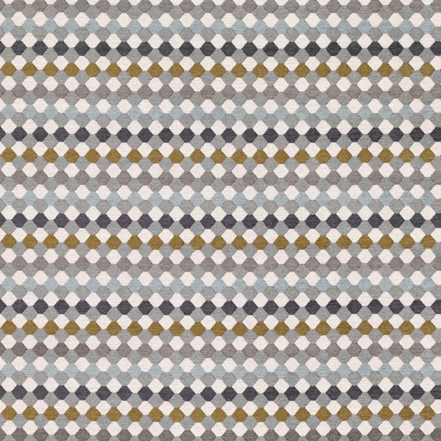 Antique-gold, pale blue and charcoal diamond weave with soft textured surface