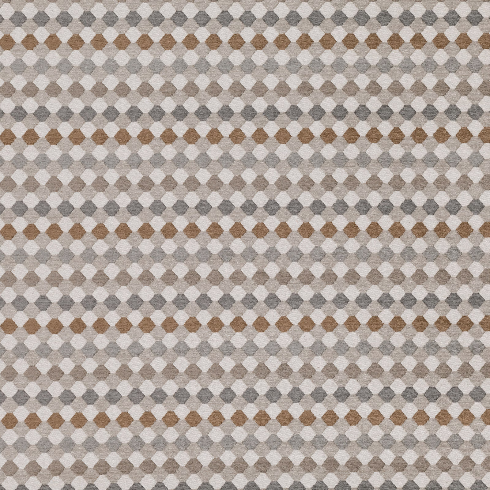 Stone grey, taupe, ivory and brown small-scale geometric basket weave swatch