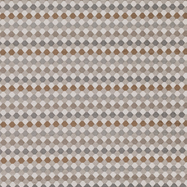 Stone grey, taupe, ivory and brown small-scale geometric basket weave swatch