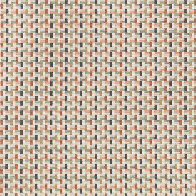 Blush, sage, cream and charcoal miniature geometric weave with softly textured surface