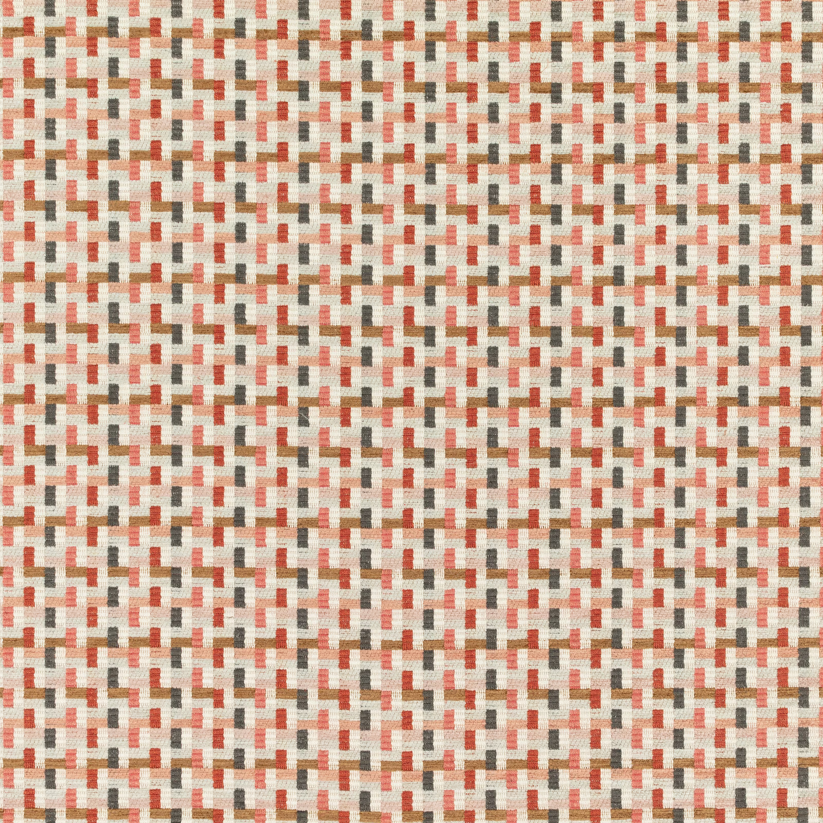 Burnt sienna, cream and charcoal geometric flecks in a tightly woven textile