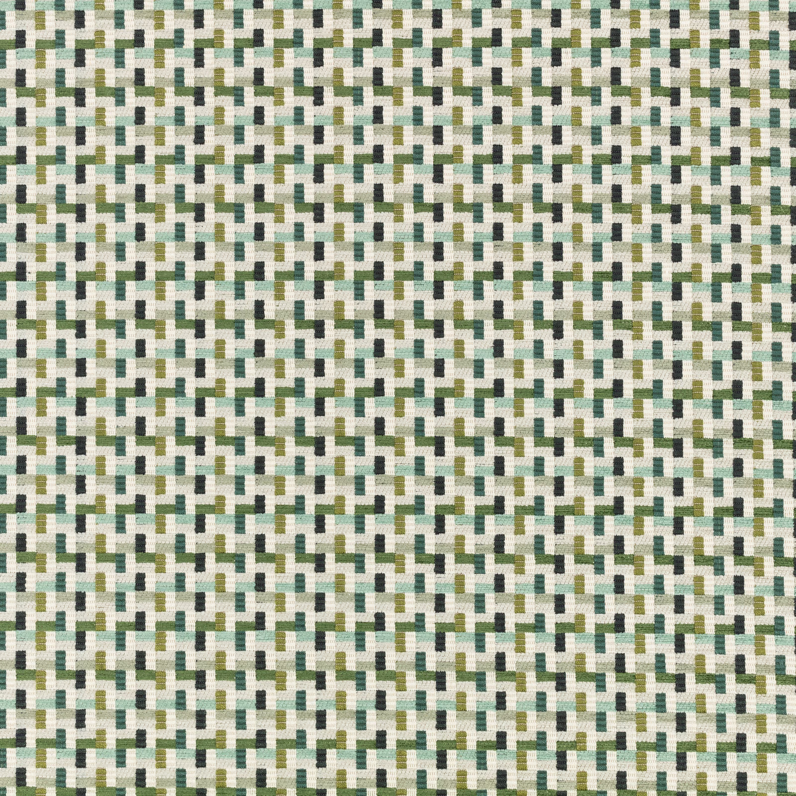 Cream woven fabric with sage, olive and deep green broken geometric flecks