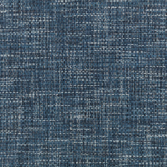 Dense indigo weave with pale blue flecks and charcoal broken-grid texture