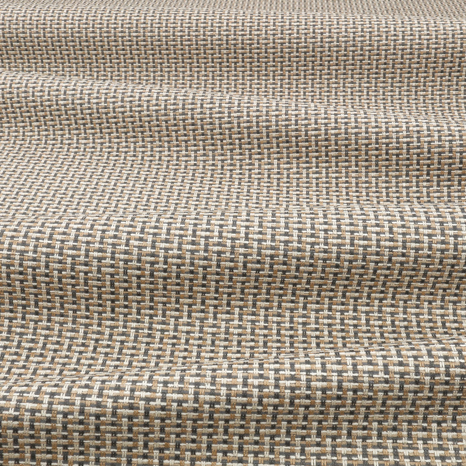 Warm taupe-brown textile with cream flecks in a dense, tactile basketweave
