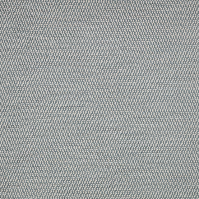 Cool blue-grey fabric with dense pale chevron marks and a softly textured weave