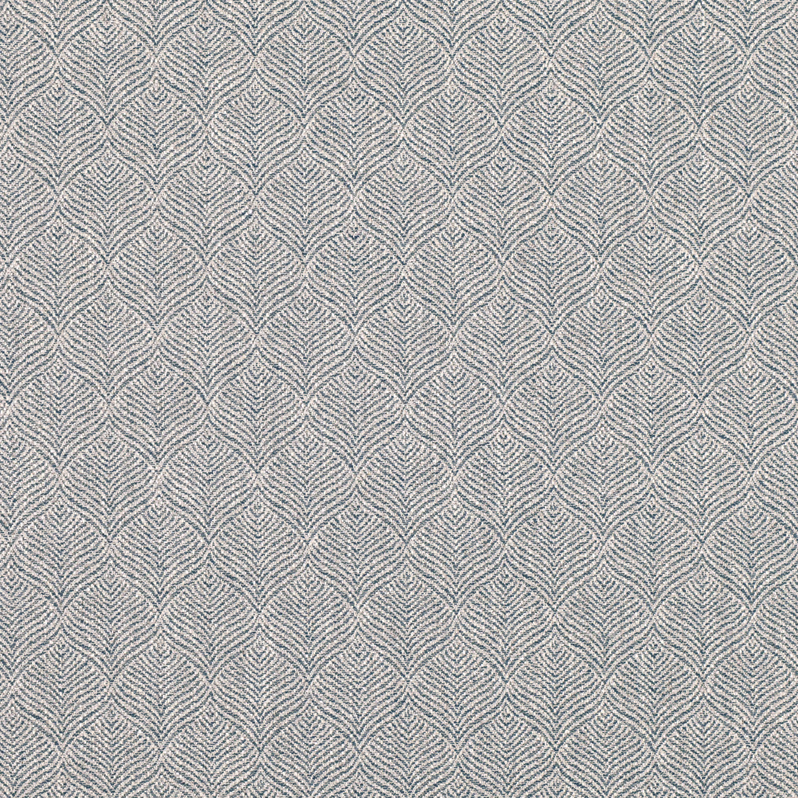 Cool blue-grey woven ground with a small repeating pointed-leaf motif