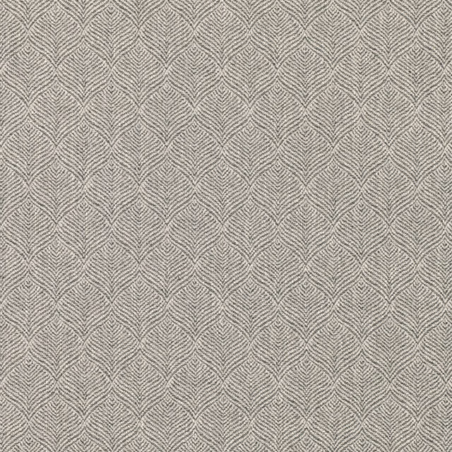 Soft greige-grey woven swatch with repeating fine leaf-chevron diamonds and subtle texture