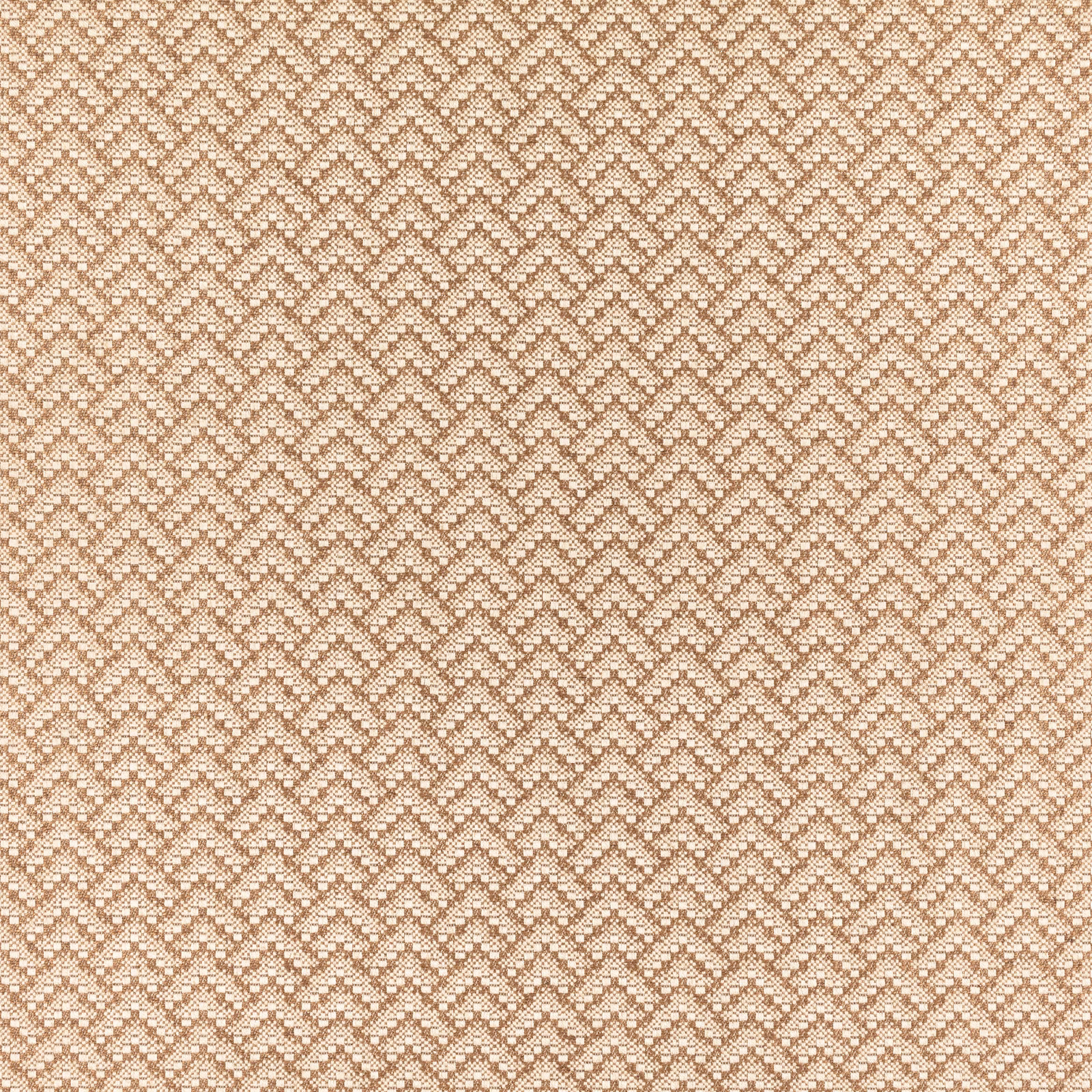 Warm cinnamon textile with tightly repeated cream diamond and chevron motifs
