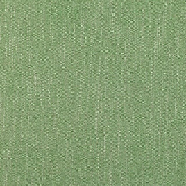 Muted oregano-green woven textile with fine pale vertical slubs and airy texture