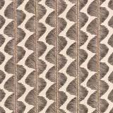 Warm beige fabric with dark taupe fern fronds arranged in vertical rows