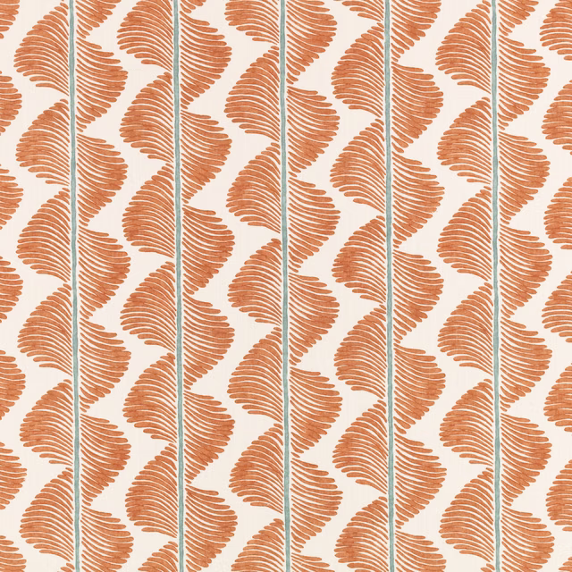Warm mango fern fronds in vertical rows on a soft cream ground