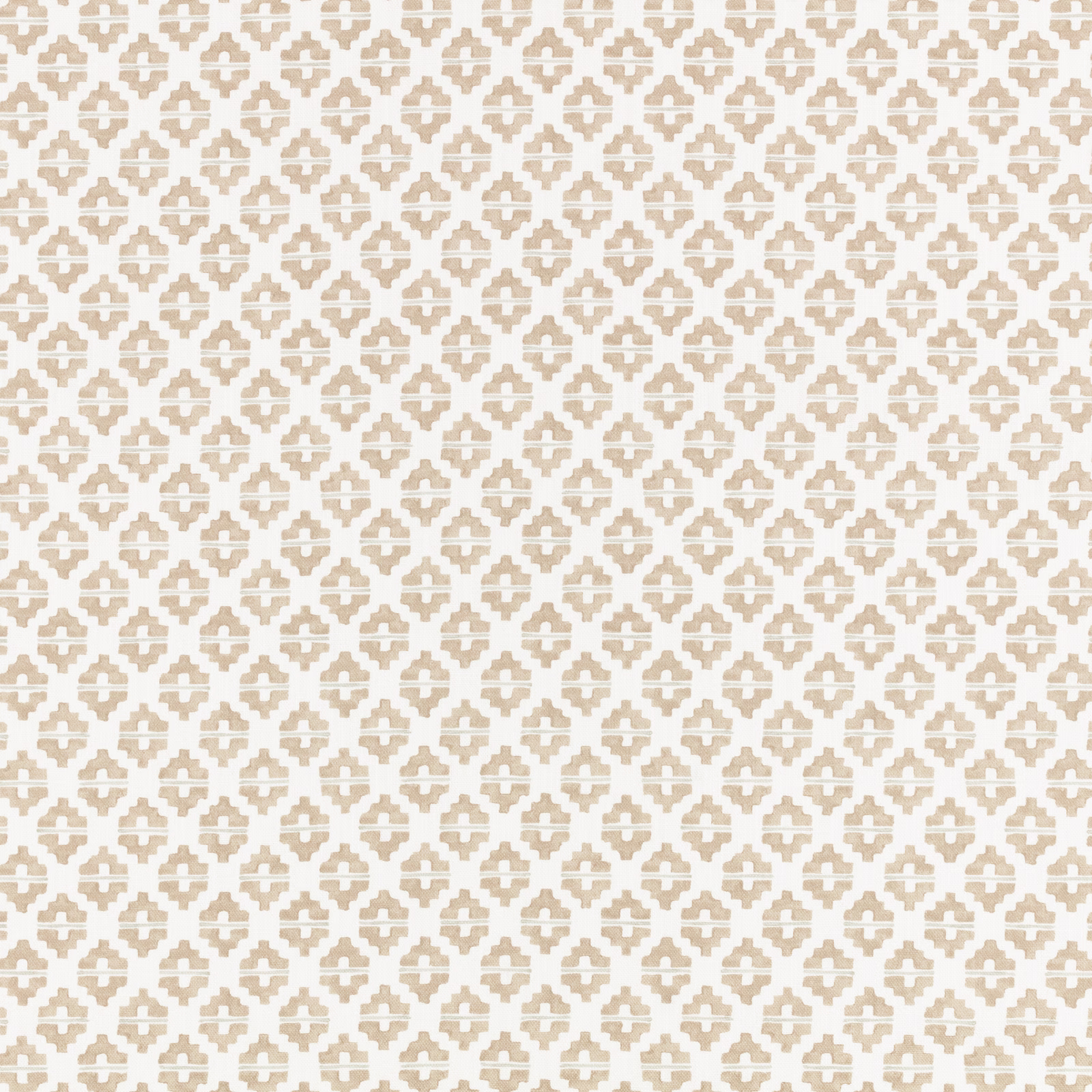 Warm almond and ivory woven fabric with a small repeating geometric motif