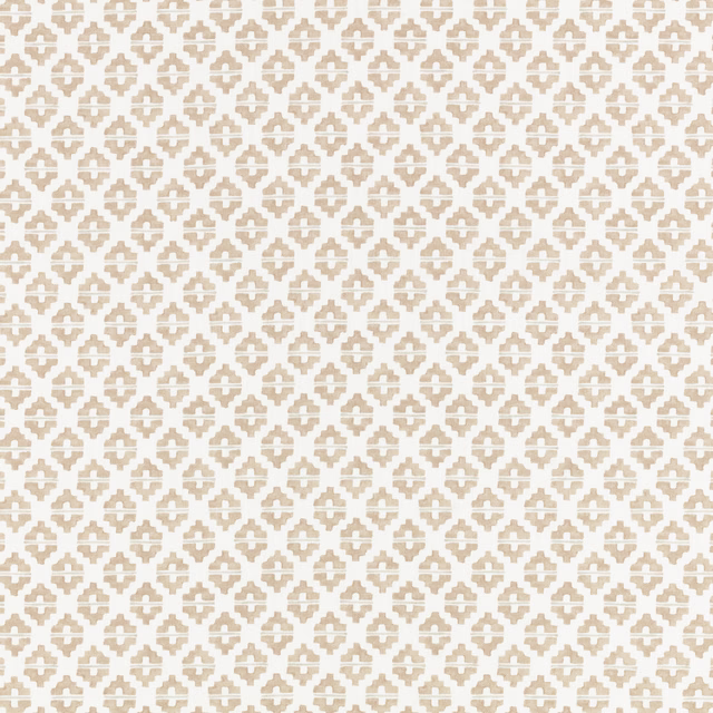 Warm almond and ivory woven fabric with a small repeating geometric motif