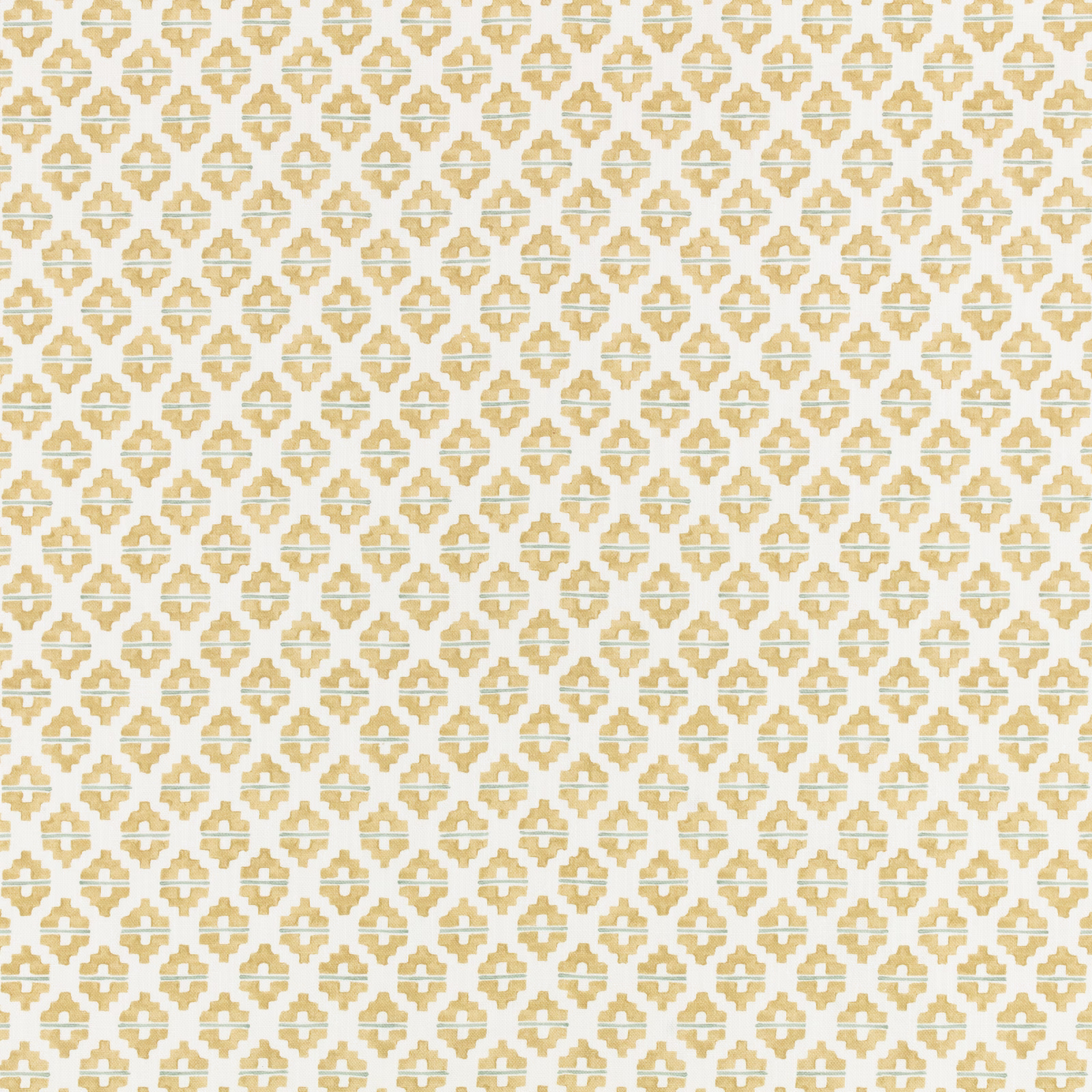 Small hay-gold geometric motifs repeating across an ivory, lightly textured ground