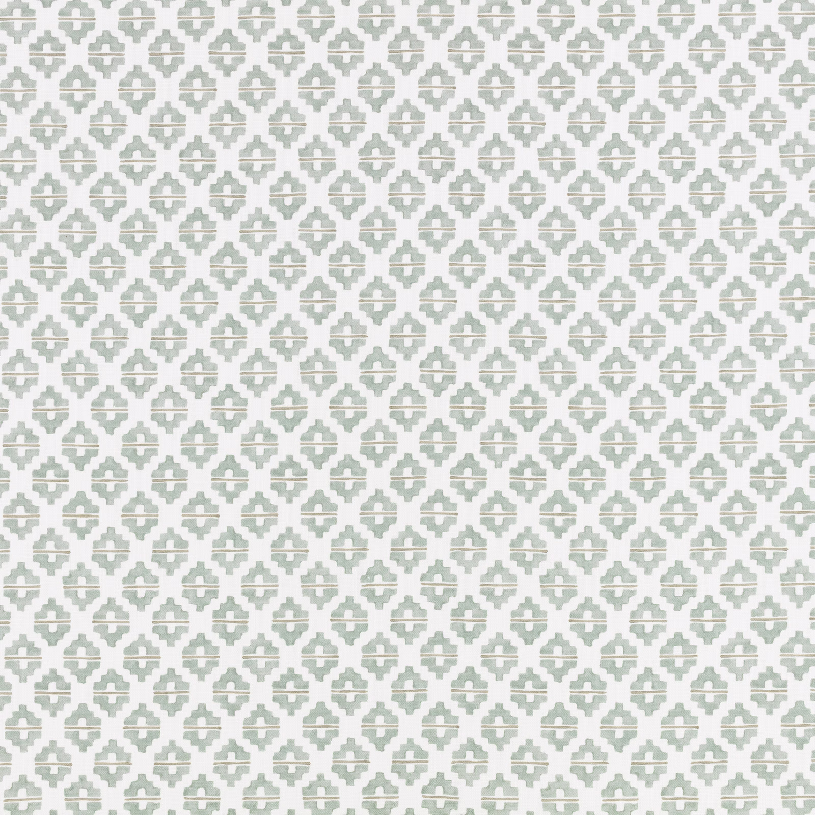 Pale mineral sage-grey fabric with a small repeating geometric woven motif