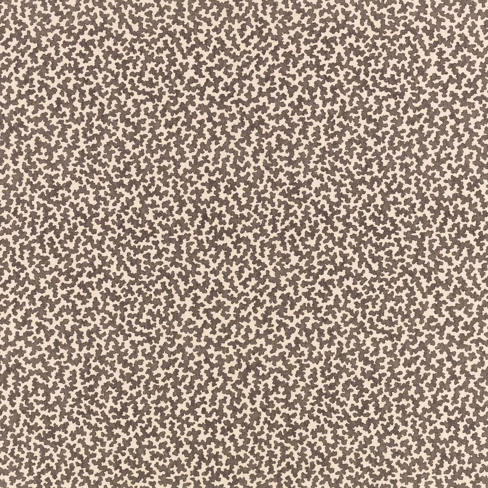 Warm beige fabric with dense irregular taupe-brown stippled pattern