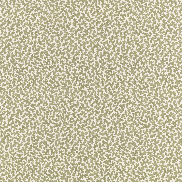 Dense matcha-green micro motif scattered across an ivory fabric ground