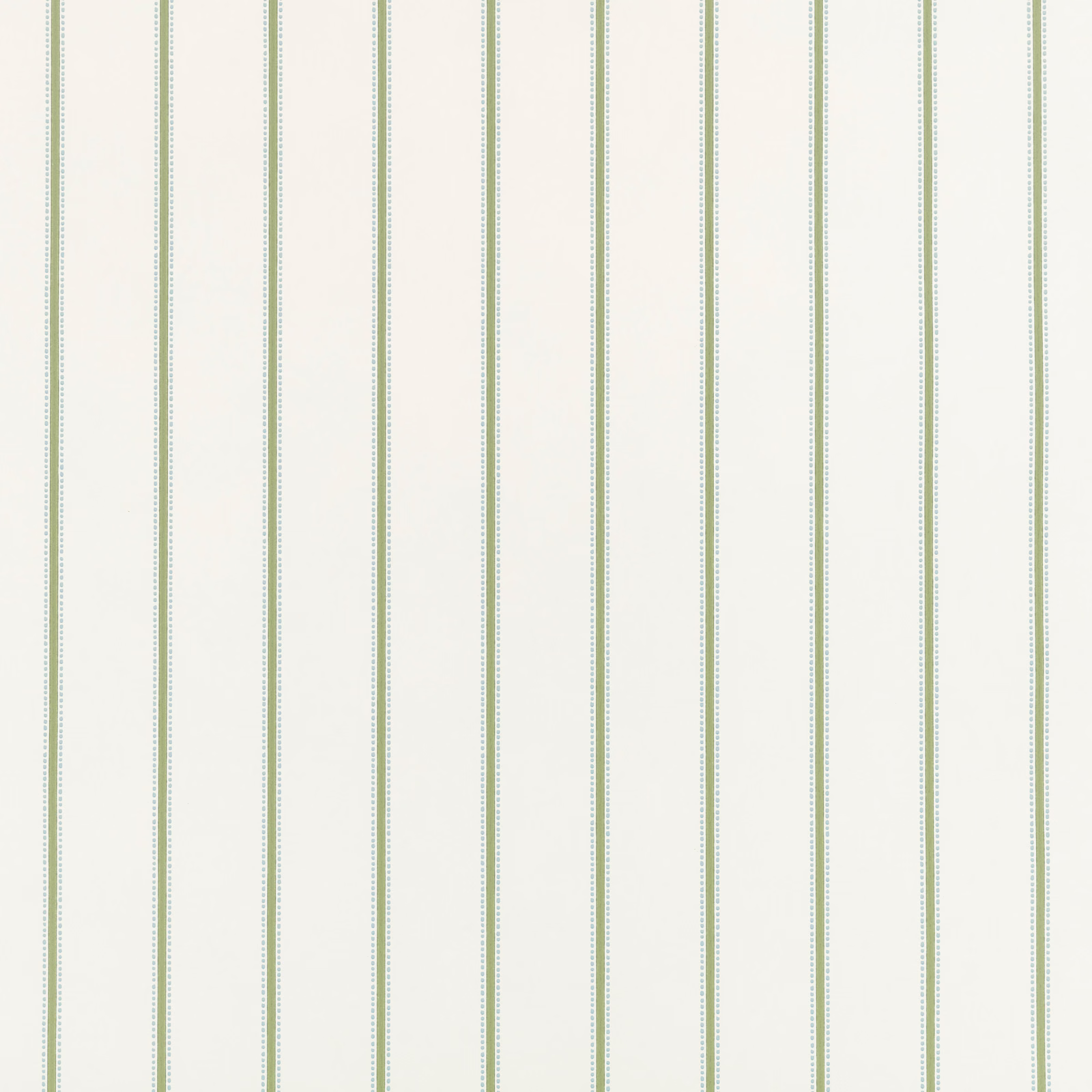 Fine aloe-green vertical stripes on an ivory wallpaper ground