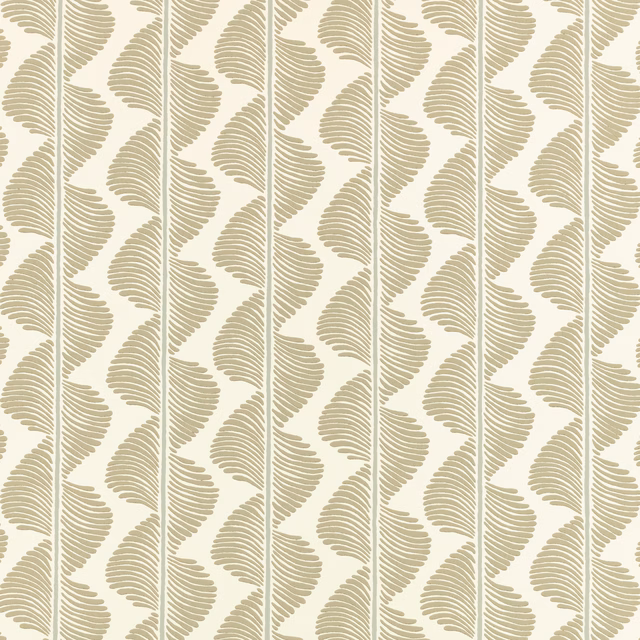 Muted sage-olive fern fronds on a warm cream vertical wallpaper ground
