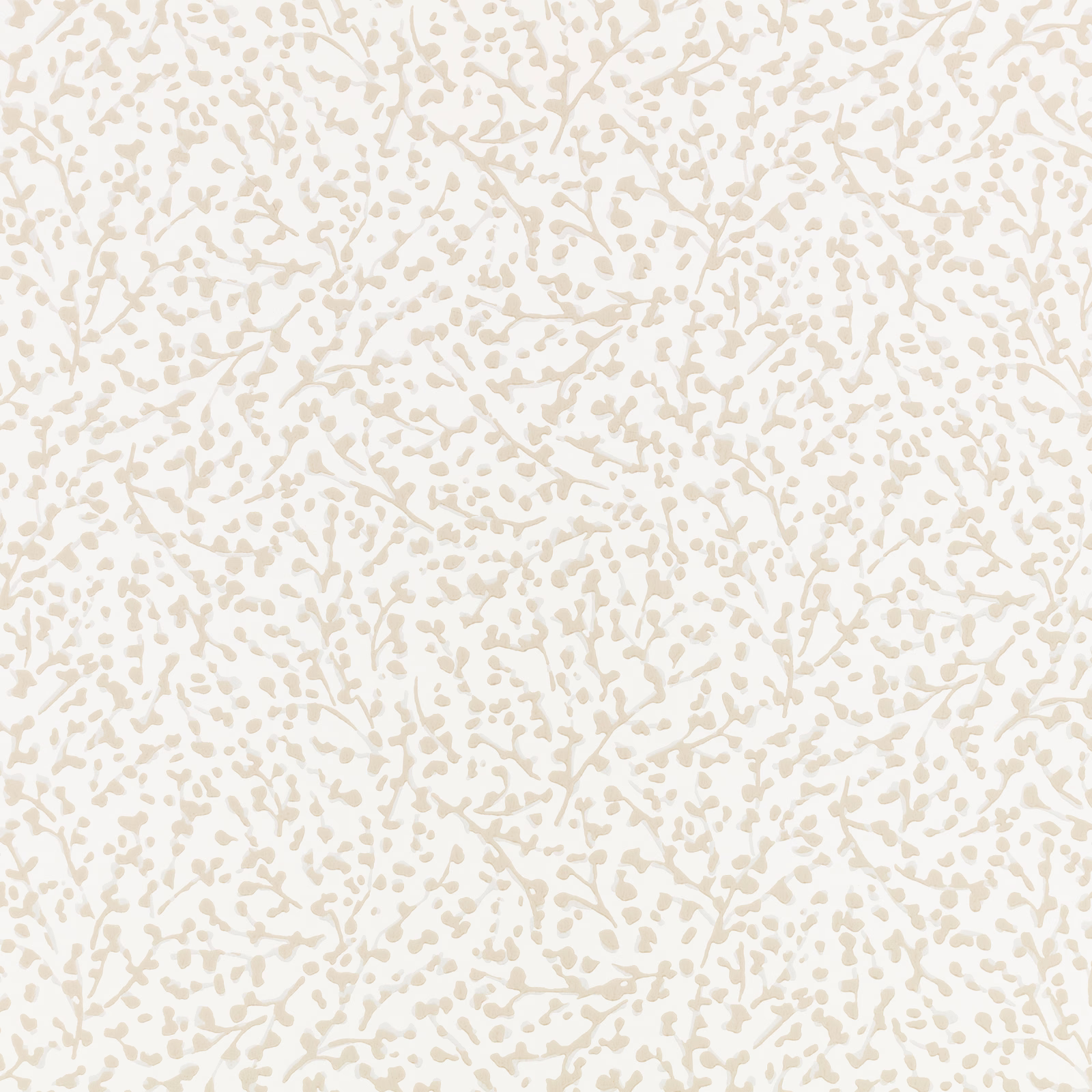 Warm almond botanical tracery scattered across an ivory wallpaper ground