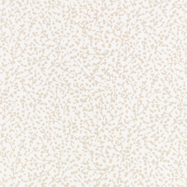 Warm almond botanical tracery scattered across an ivory wallpaper ground