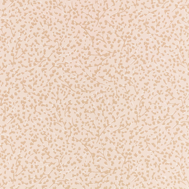 Pale blush wallpaper with dense biscuit flecks and branching abstract tracery