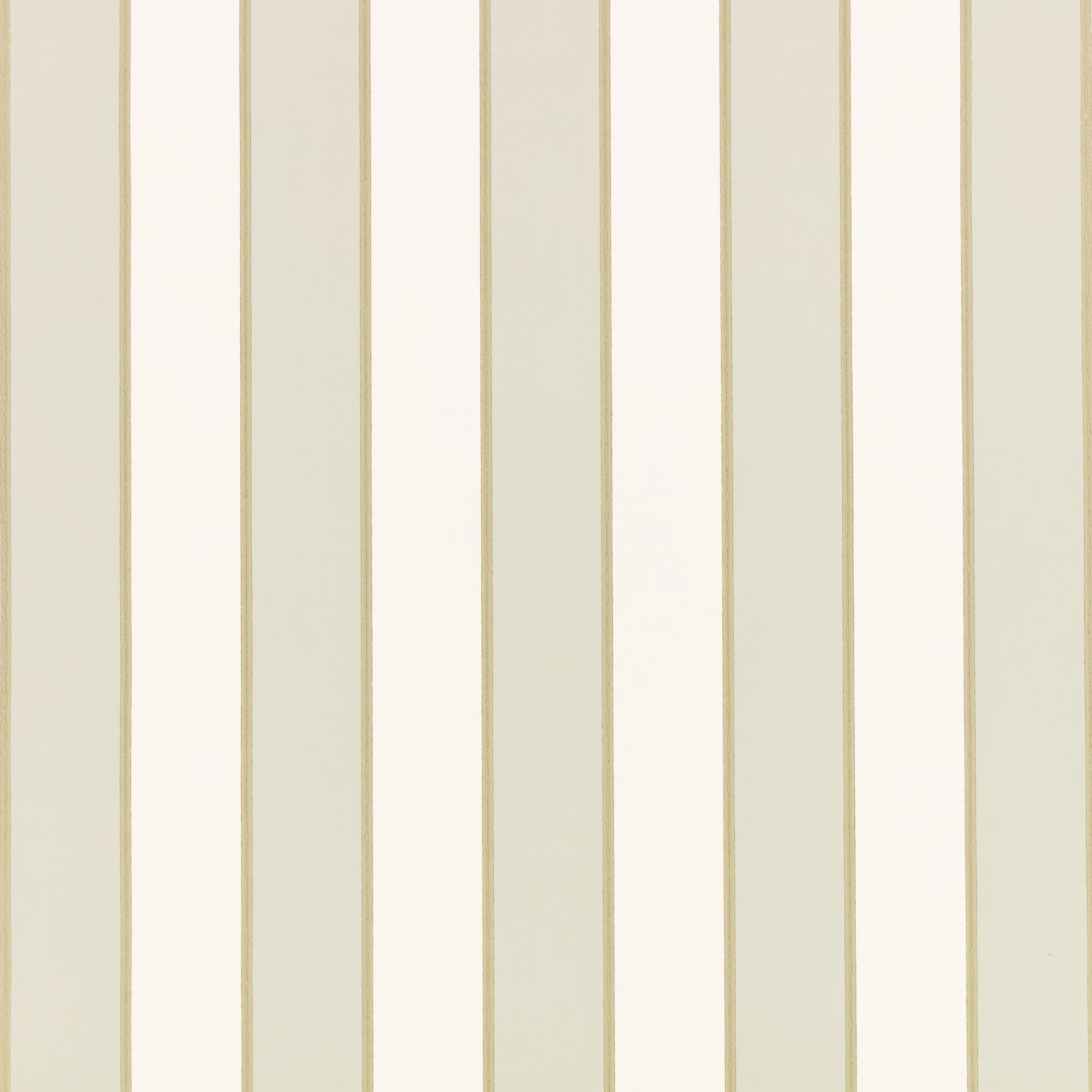 Pale moonstone green-grey wallpaper with ivory vertical stripes and fine beige edging lines