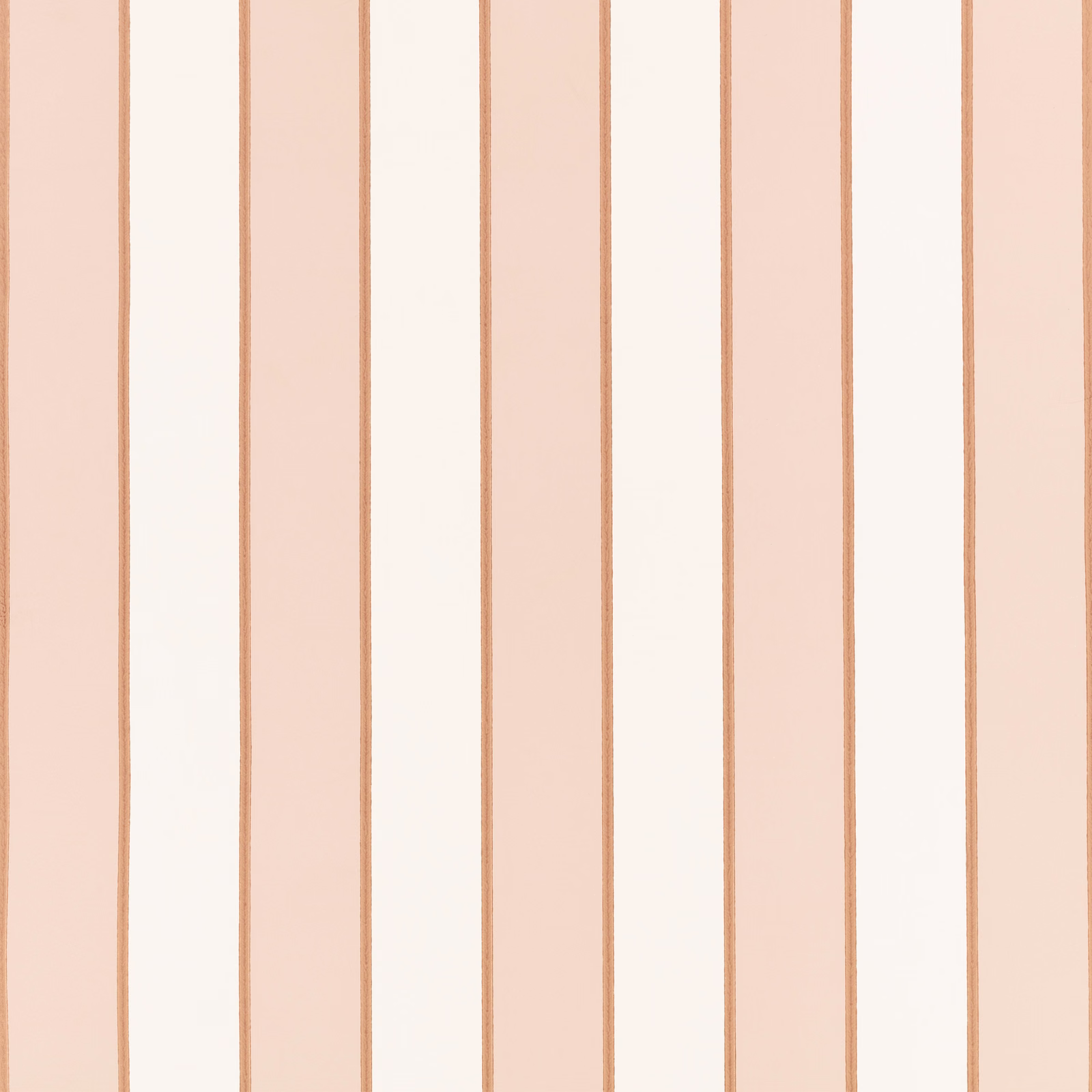 Pale Tuscan pink and ivory wallpaper with narrow vertical tan-edged stripes