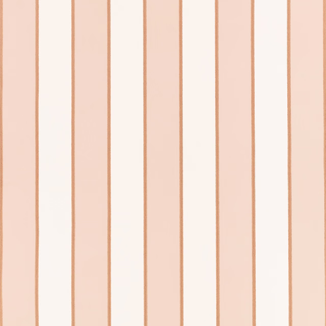Pale Tuscan pink and ivory wallpaper with narrow vertical tan-edged stripes
