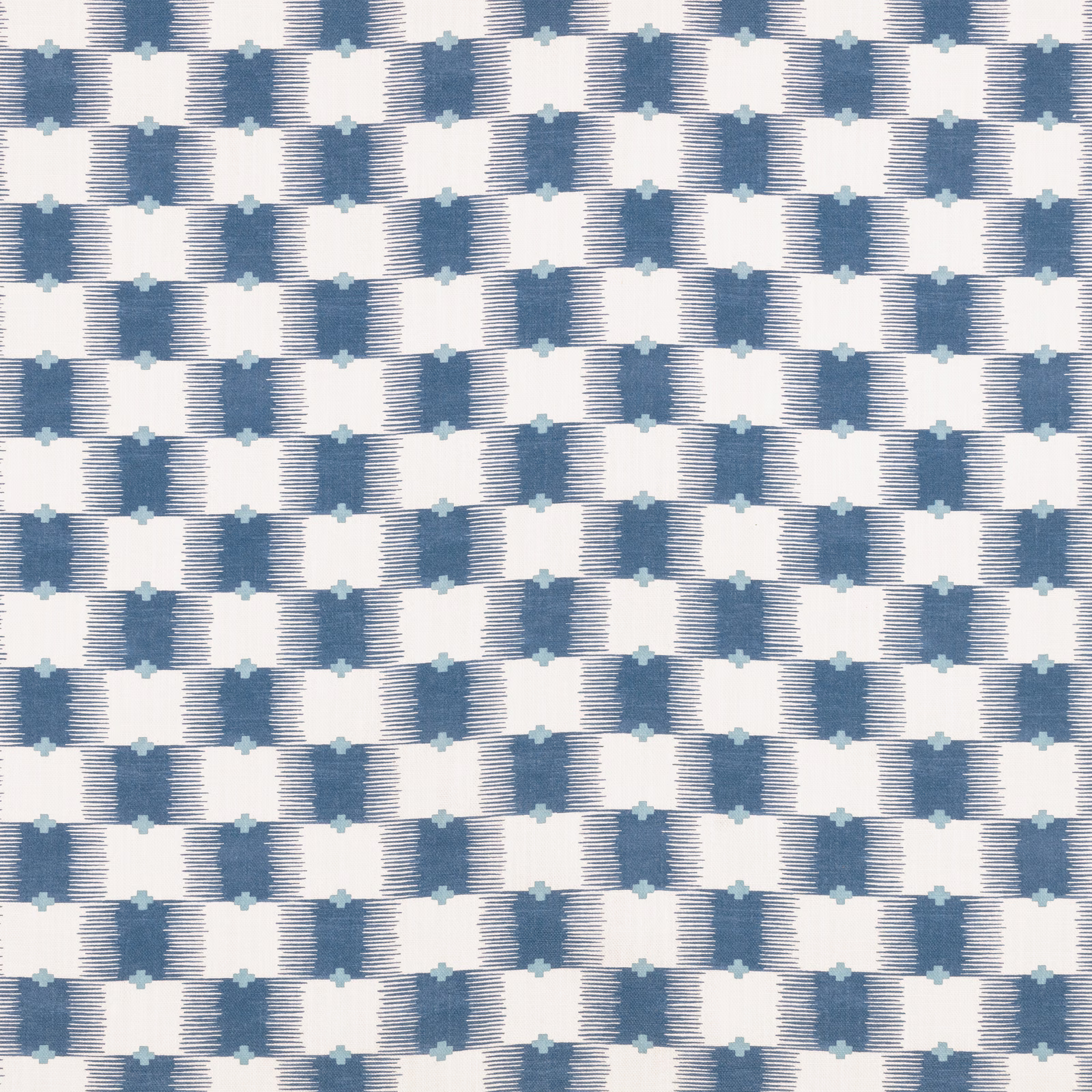 Buxton Blue woven check with cool blue blocks, ivory ground, and fine horizontal texture